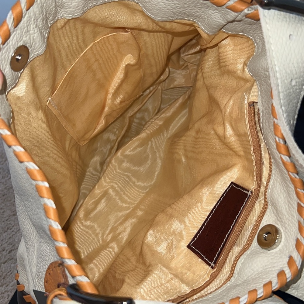 Carla Mancini Tall Whipstitched Tote In Mocha Multicolor Leather Bag - Picture 9 of 9